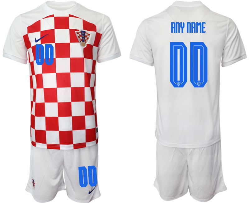 Men 2022 World Cup National Team Croatia home white customized Soccer Jersey->customized soccer jersey->Custom Jersey